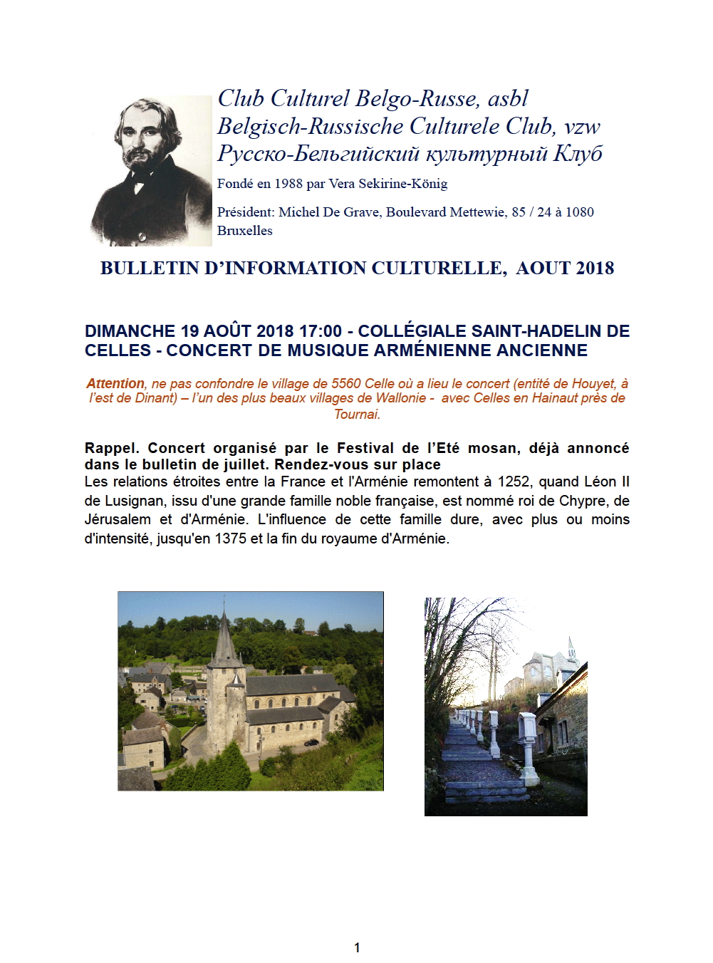Bulletin CCBR - Club Culturel Belgo-Russe. Août 2018-08-01